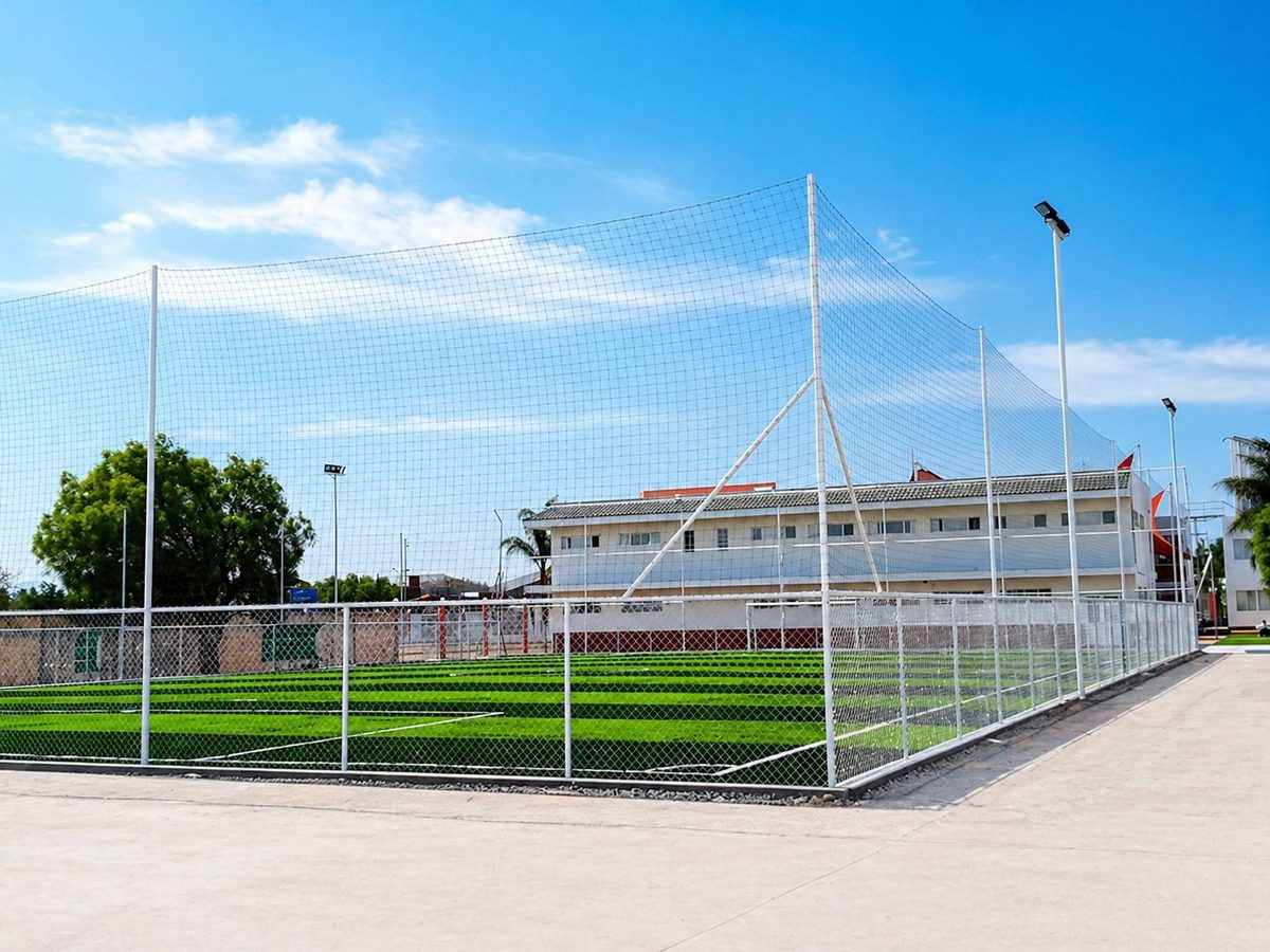 Malla ciclónica perimetral para cancha escolar
