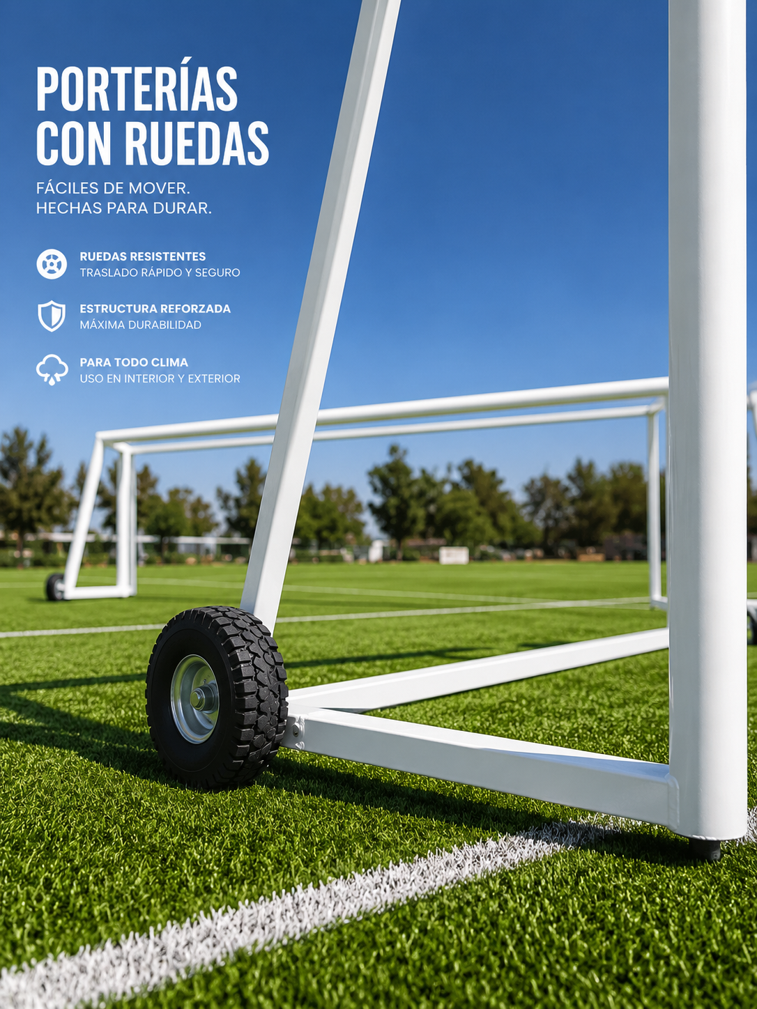 porterías de fútbol móviles con ruedas de uso rudo fabricadas por Sportmaster