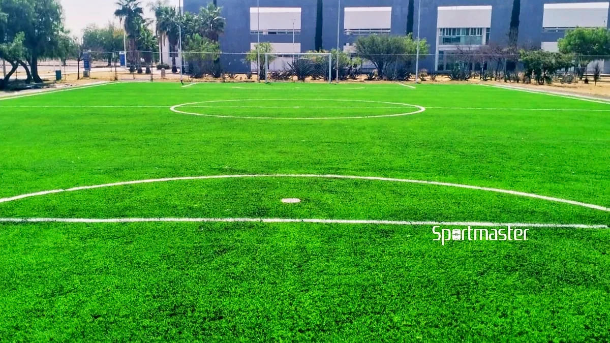 Cancha de fútbol 7 con pasto sintético en Universidad Politécnica de Aguascalientes