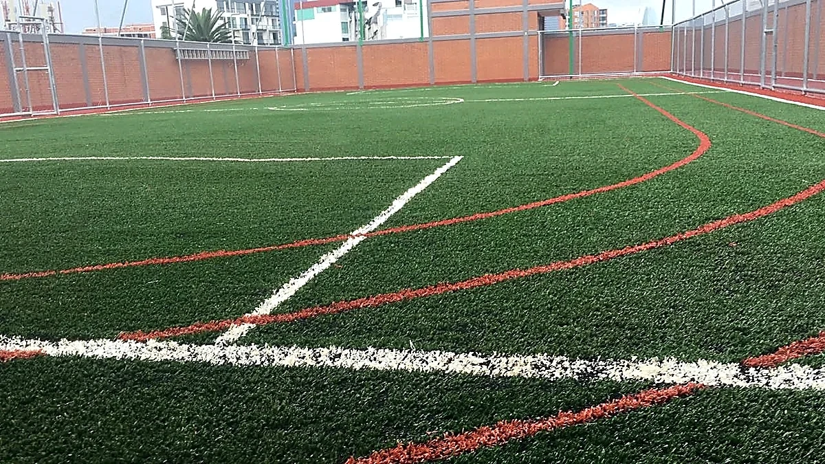 Detalle del pasto sintético de la cancha de fútbol 5 en Delegacion Benito Juarez, Ciudad de México