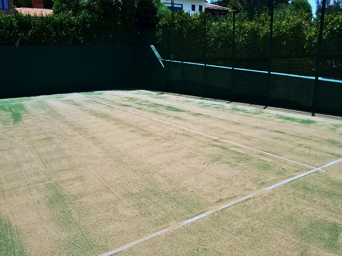 Cancha de pádel con pasto sintético en Cancha Vega del Valle, Valle de Bravo, Estado de México: pasto sintético y líneas de juego