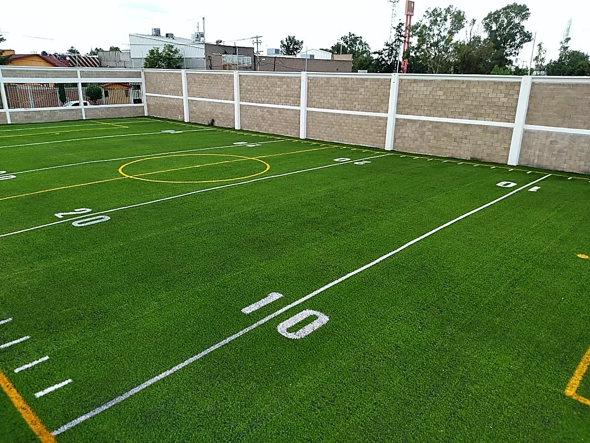 Cancha de tochito con pasto sintético en Tecámac, Estado de México: otra vista de la cancha