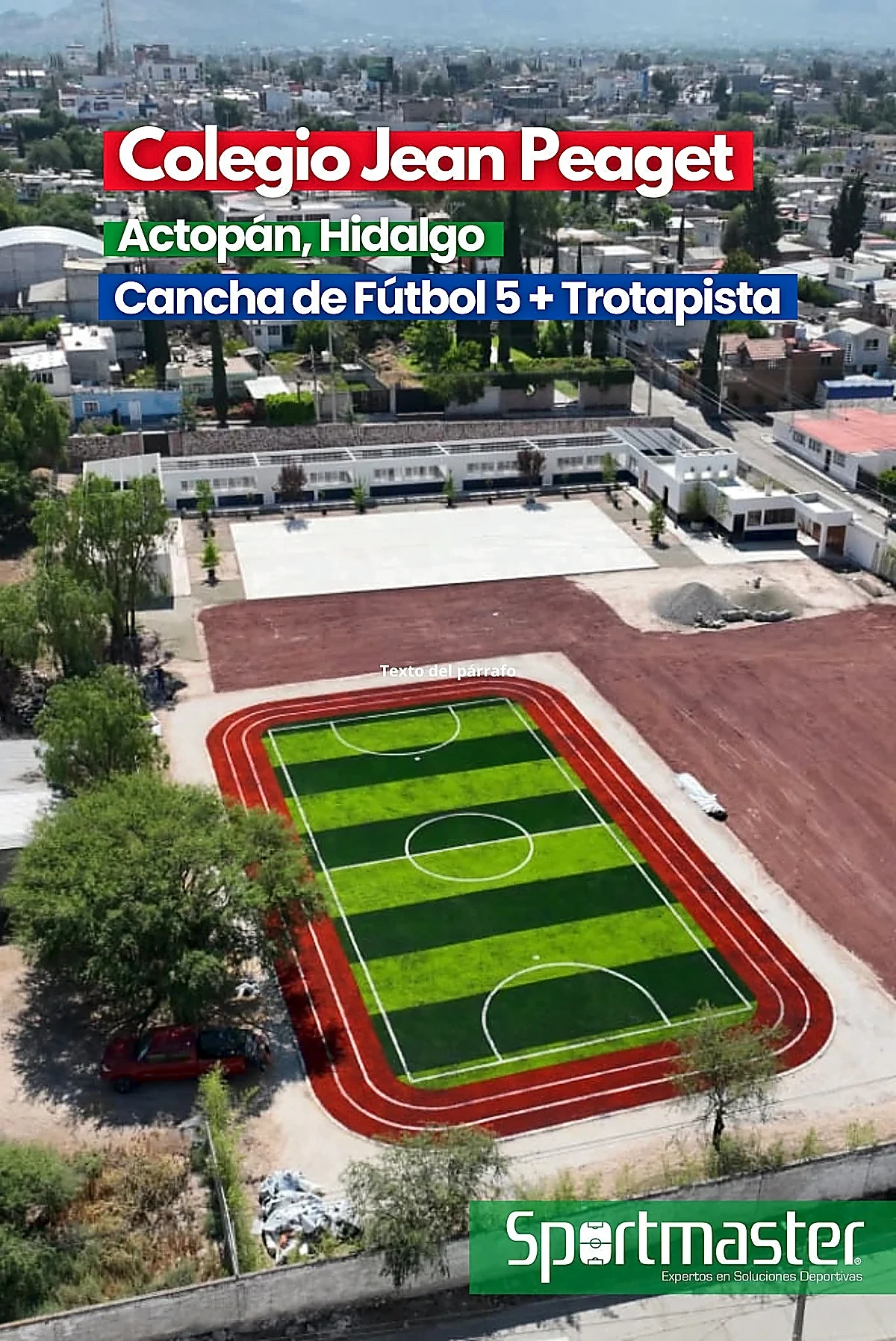 Detalle del pasto sintético de la cancha de fútbol 5 en Actopan, Hidalgo