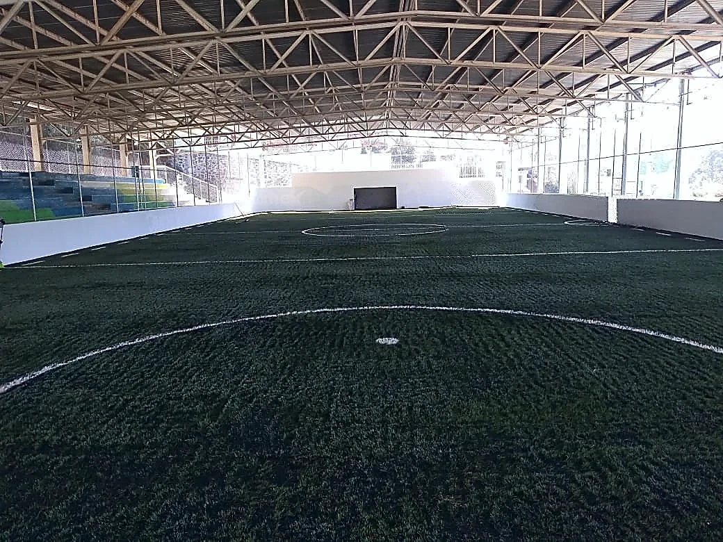 Cancha de fútbol rápido con pasto sintético en Cancha de Futbol Rapido, Acaxochitlán