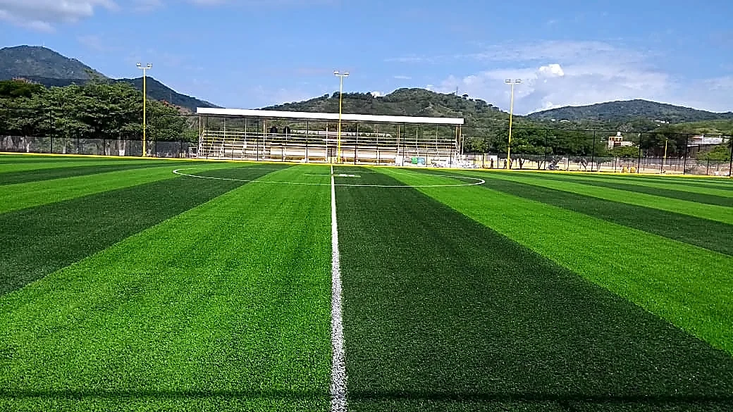 Cancha de fútbol soccer con pasto sintético en Unidad Deportiva Arteaga, cancha 1