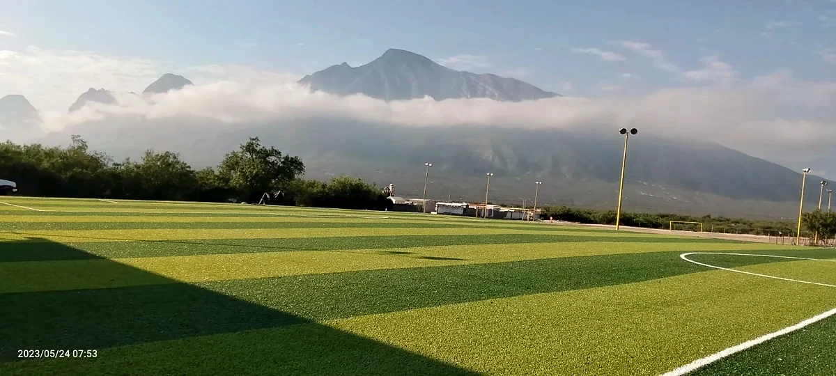Cancha de fútbol soccer con pasto sintético en Mina, Nuevo León