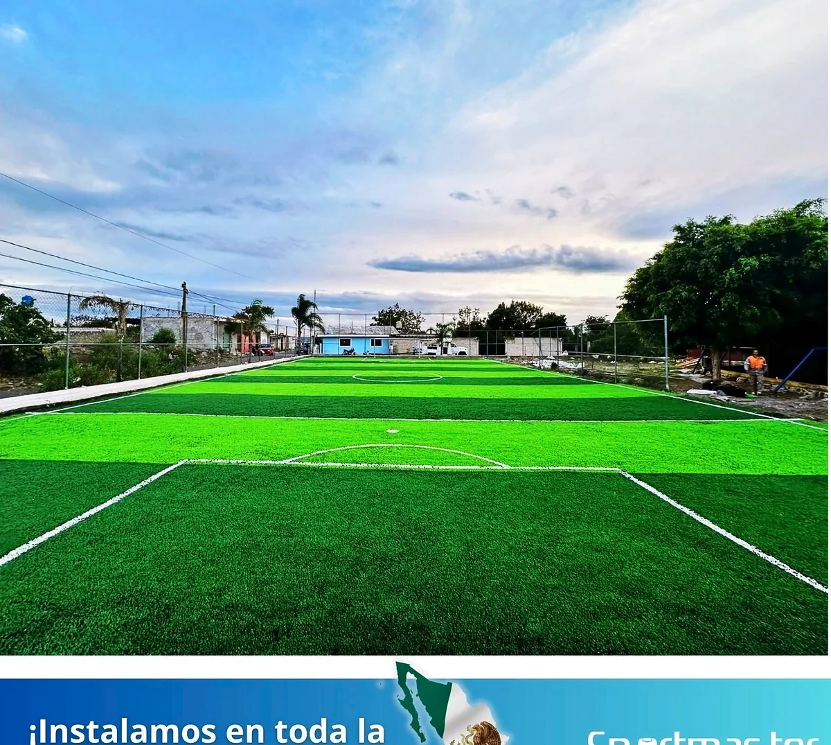 Cancha de fútbol 5 con pasto sintético en Unidad Deportiva Centro, San Jerónimo Coyula