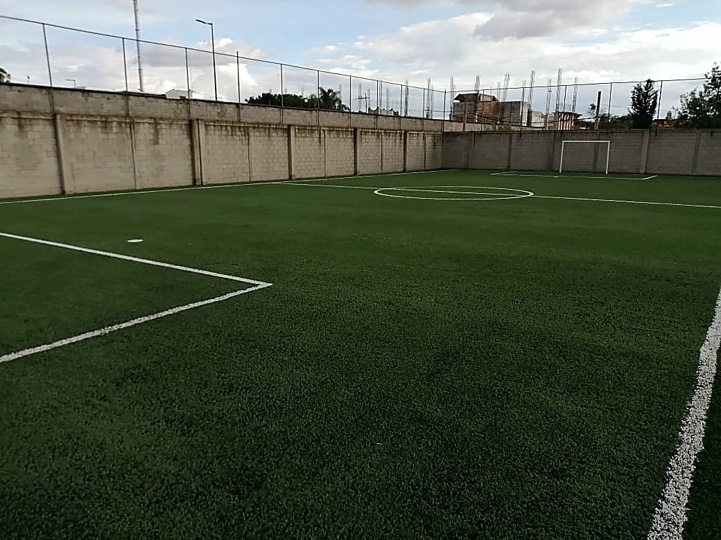 Cancha de fútbol 7 con pasto sintético en Colegio Puebla