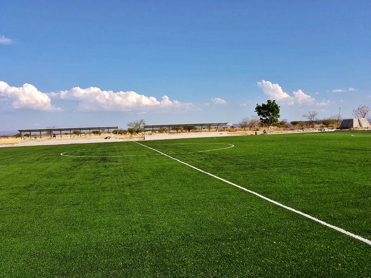 Cancha de fútbol soccer con pasto sintético en Santa Catarina Tlaltempan, Puebla