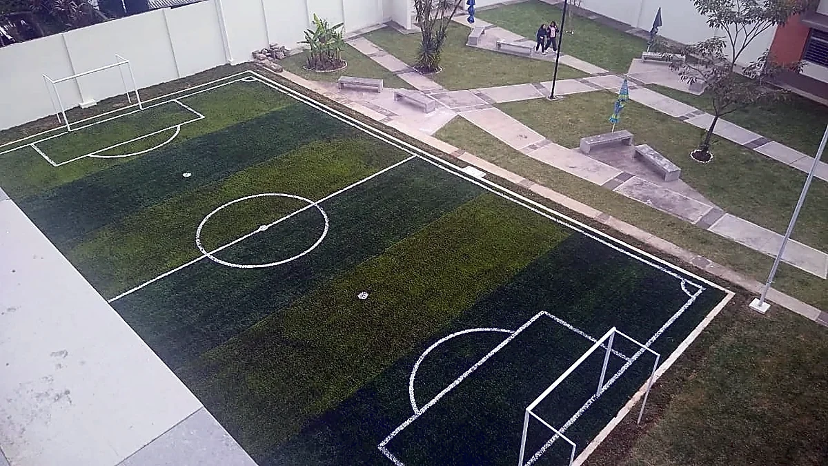 Cancha de fútbol 5 con pasto sintético en Córdoba, Veracruz: pasto sintético deportivo recién cepillado